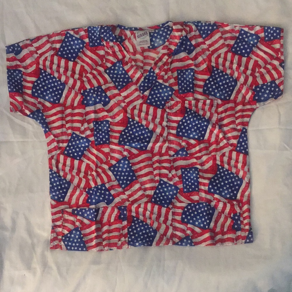 S.c.r.u.b Brand Patriotic Scrub Top M